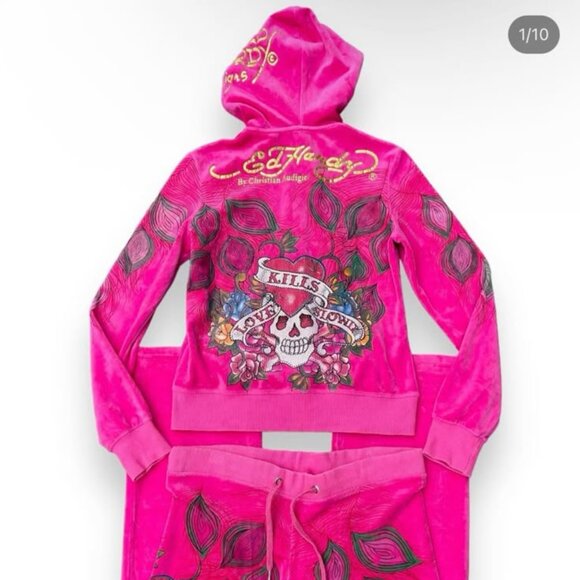 Ed Hardy Pants - ISO VINTAGE ED HARDY TRACKSUIT Size top XL bottoms M, L 🐍❤️💀